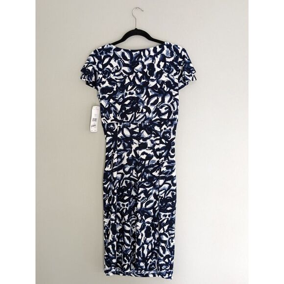 NWT Womens Lauren‎ Ralph Lauren Ruched wrap stretchy Sheath V Neck dress 6 - Picture 4 of 5